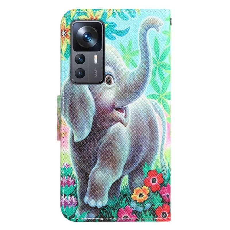 Læder Cover Xiaomi 12T / 12T Pro Med Snor Rør Mig Ikke Elefant Med Rem