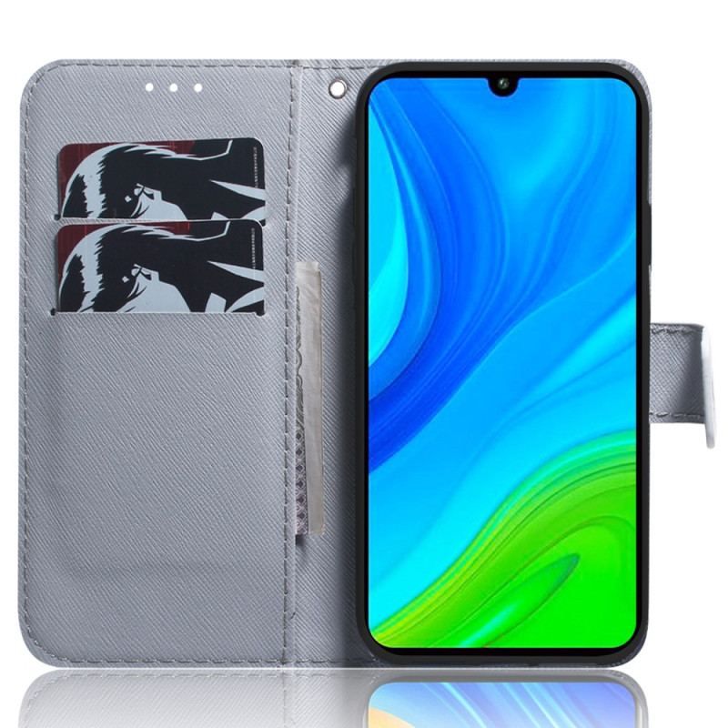 Læder Cover Xiaomi 13 Med Snor Strappy Owls Maleri