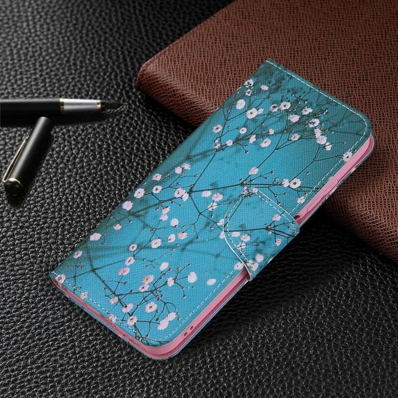 Læder Cover Xiaomi Redmi Note 10 5G Blomstrende Træ