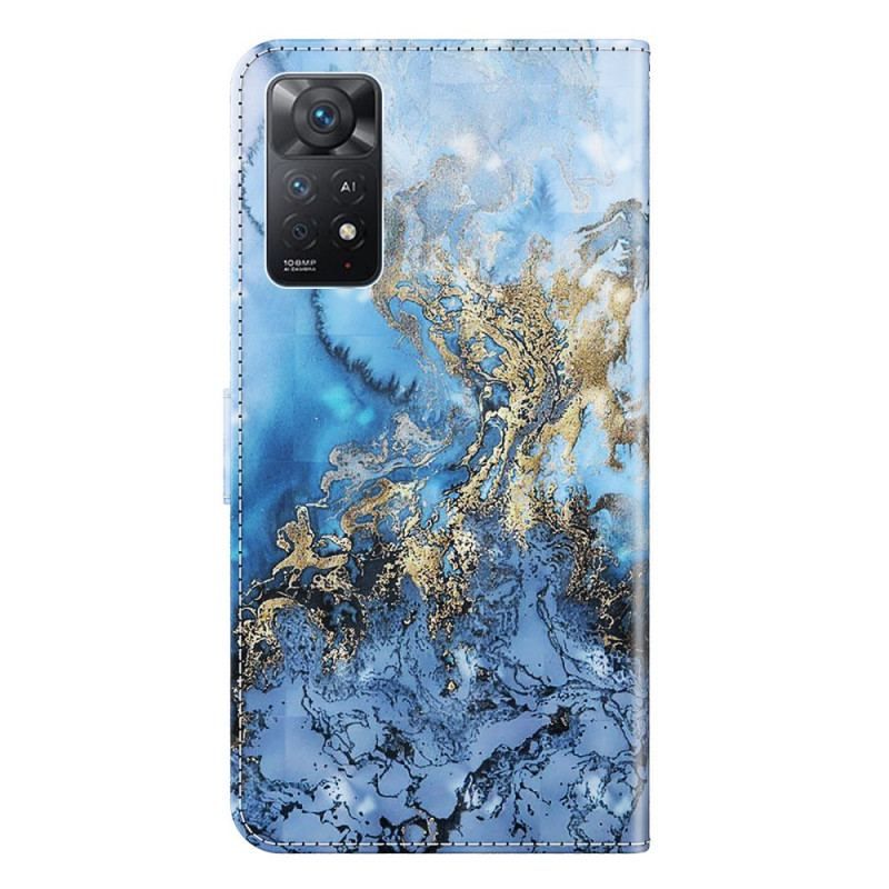 Læder Cover Xiaomi Redmi Note 11 Pro / 11 Pro 5G Marmordesign Med Snor