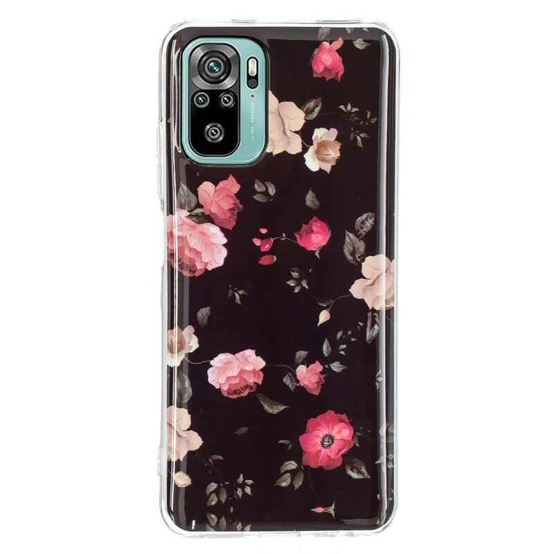 Mobilcover Poco M5s Fluorescerende Liberty-blomster